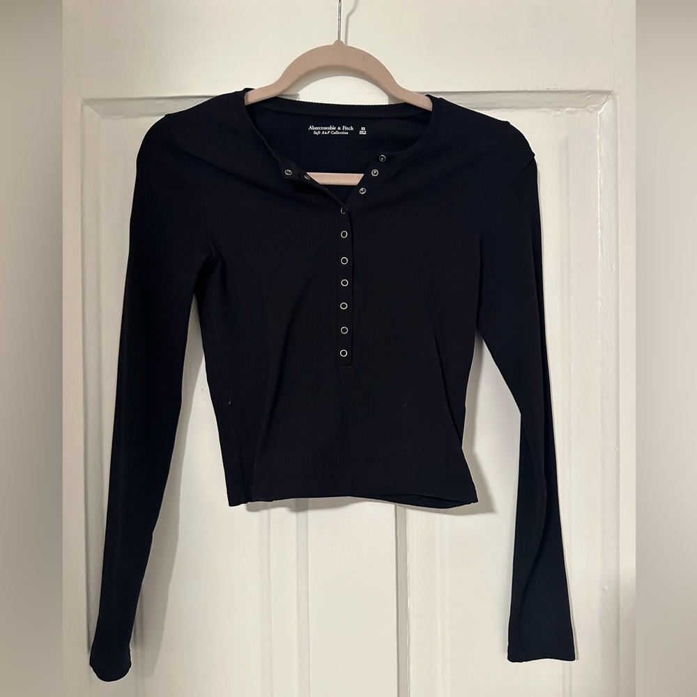 Abercrombie Ribbed Black Long Sleeve Top